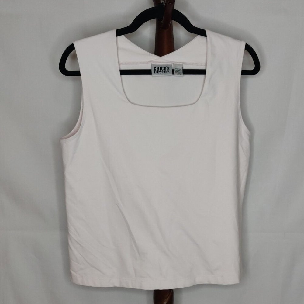 Chico's women's size 2 tank top light pink color square neck